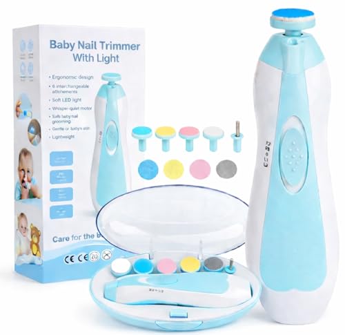 Image of Toy Imagine Electric Baby Nail Trimmer with LED Light Baby Nail Cutter for Newborn 0-6 Months Gentle Nail Filer with 6 Filer Heads Adjustable Speed Quiet Baby Grooming Kit for Kids Multi Colour