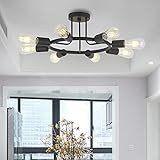 BONLICHT 8 Lights Semi Flush Mount Sputnik Ceiling Light Modern Metal Chandelier Lighting Black...
