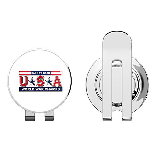 USA - Back to Back World War Champs Golf Hat Clip with Magnetic Ball Marker