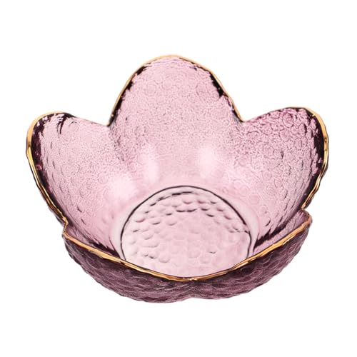 Alipis Plateau à Bijoux en Verre Floral Petit, Bol Annulaire Décoratif Peint en Doré Violet, Rangement Compact pour Femmes, Chambre à Coucher, Présent pour Maman et Fille