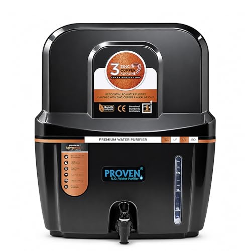 Image of Proven Swift Zinc Copper Alkaline Water Purifier | Food-Grade ABS 12L Storage Tank | Advanced Technology | Made in India | Black Opaque | 1-Year Warranty