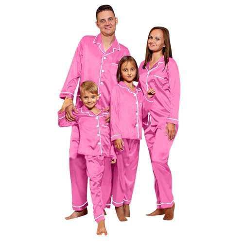 Navidad pijama familia conjunto de satén a juego par dos piezas pijama cuello redondo a juego pijamas navideños para niños niño para toda la familia Navidad Pyjama manga larga ropa de noche