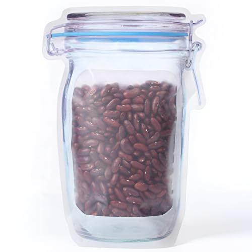 Image of Oblivion Kitchen Storage & Containers: Big Plastic Transparent Jar Shaped Standup Pouch with Zipper for Packing Dry Fruits, Nuts & Snacks (1000ml-Pack of 5)
