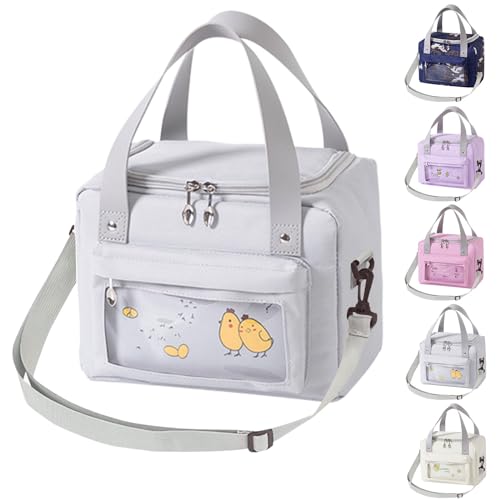 jiuzcare Térmica Porta Alimentos 9L Bolsa Isotermica con Correa Bolsa Térmica Plegable Bolso Nevera Térmica Tela Almuerzo lunch bag para Mujeres, Niños, Trabajo, picnic playa cámping Viaje, Gris