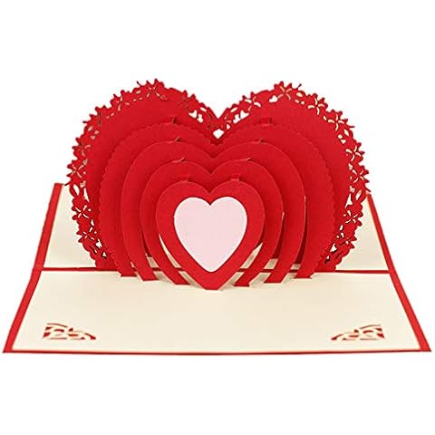 Toshine Handmade Pop Up Card Mother's Day Card Heart Card Greeting Card for Anniversary Romance Card for Wife Husband Mother Fathrer Birthday Wedding Cover