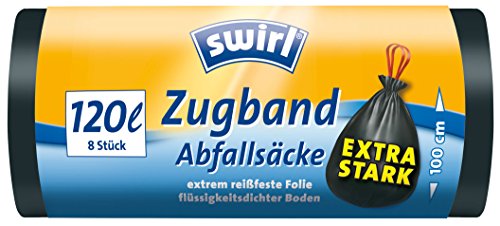 Preisvergleich Produktbild Swirl Zugband-Abfallsäcke 120 Liter, schwarz - 8St.