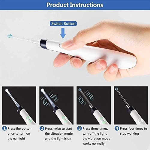 Mxjcc Ear Wax Removal - Earwax Remover Tool - Ear Cleaner With Camera - Earwax Removal Kit With Light - Ear Cleaner For Kids, Adults & Pets (Color : White) #TOP3
