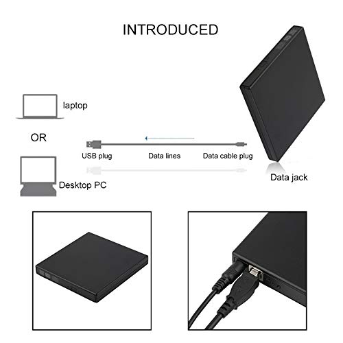 Zwarte Super Slim USB 2.0 Externe CD+-RW DVD+-RW DVD-RAM Burner Drive Writer Voor Laptop PC - Image 3