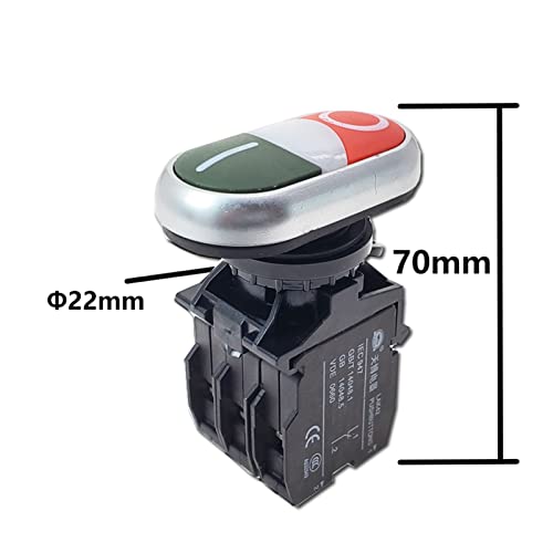 Interrupteur bouton-poussoir 22mm double tête éclairé LA42 1NO1NC contact argent