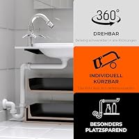 AquaHeld® Raumsparsiphon Waschbecken [Made in Germany] – Siphon 1 1/4" x 32mm – einstellbarer Möbelsiphon – Geruchsverschluss Bad & Waschtisch – platzsparend & hochwertig – Ansicht 4