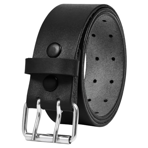 PBF Heavy Duty Leather Work Belt for Men – 1.75 Inch Wide Double Prong Casual Belt for Jeans and Work Pants