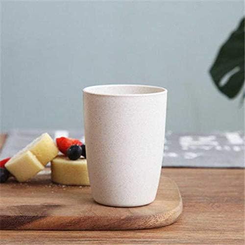 Miniatura 3 de Paquete de 5 vasos de paja de trigo irrompible reutilizable para beber saludable (12 onzas), color beige