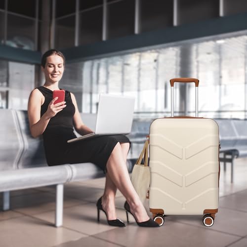 TILYMOL Luggage Sets 3 Piece with Spinner Wheel, Hardside Suitcase Set with TSA Lock, Expandable Travel Luggage for Men and Women, White