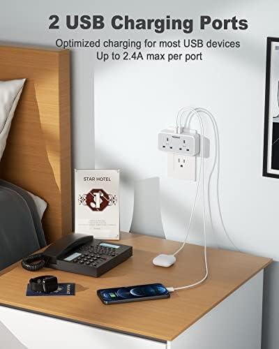 UK to US Plug Adaptor, UK to USA Plug Adapter with 2 USB, TESSAN 2 Way Grounded USA Travel Adapter, Double American Plug Adapter Travel from UK to US, USA, America, Canada, Thailand, Mexico (Type B)
