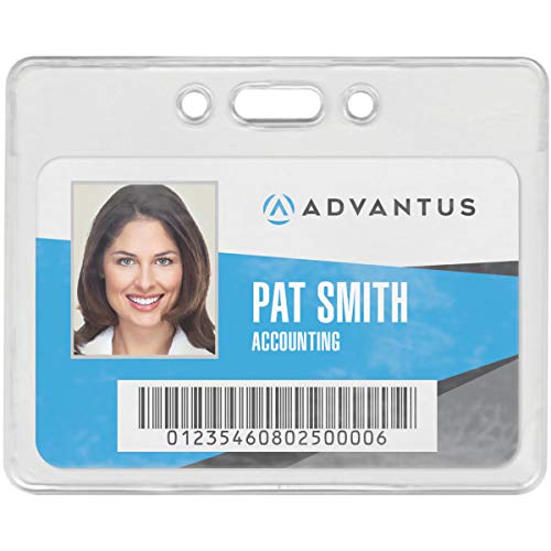 ADVANTUS Proximity Badge Holder, Horizontal, 3-3/8 x 2-3/8" Insert Size, Clear, Pack of 50 (75450)