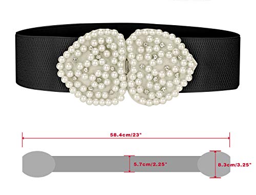 Allegra K Heart Shape Design Faux Pearl Rhinestone Decor Waist Belts for Women3