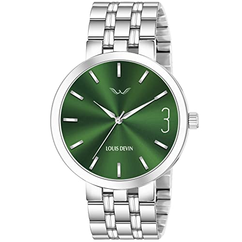 Image of LOUIS DEVIN Men's Analog Wrist Watch with Stainless Steel Chain