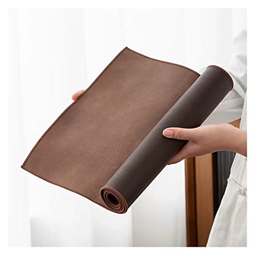 Chemin de table marron imperméable en cuir pour table de cuisine