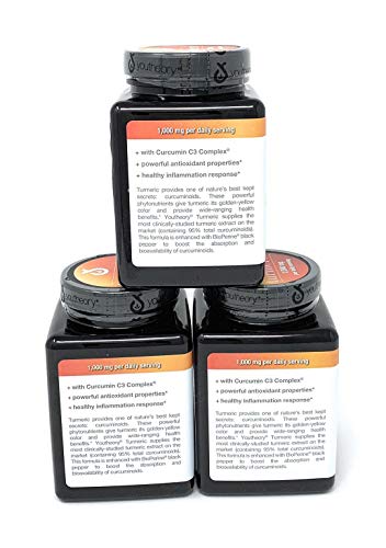 Youtheory Turmeric Extra Strength Formula Capsules 1,000 Mg Per Daily, 180 Count (Pack Of 3) #TOP3