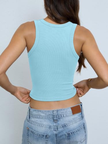 Image of EasyGala Womens Cotton Ribbed Crop Tank Tops Fitted Summer Sleeveless Shirt