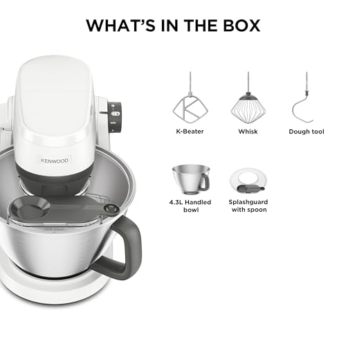 Kenwood KHC30 – Stand Mixer for Easy Baking and Kneading, Electronic Speed Control, Planetary Mixing, Stainless Steel Bowl, 3-Piece Tool Set, Splash Guard, Compact Design, White - Image 7