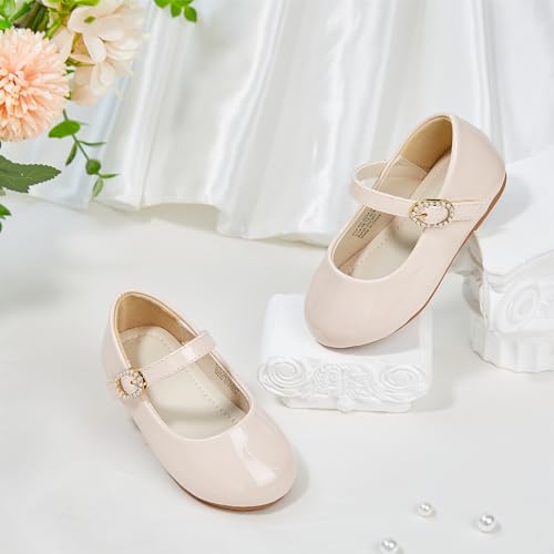 Image of PHIRAMIN Toddler Flower Girl Dress Shoes - Little Girl Mary Janes Flats Wedding