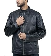 Waabastaa Mens Black Leather Jacket - Mens Real Lambskin Black
