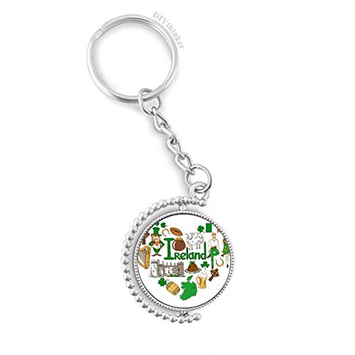 Porte-clés Irlande Love Heart Rotatif, Ne Perdez Plus Vos Clés Grâce au Format 1,2x3,5 Pouces