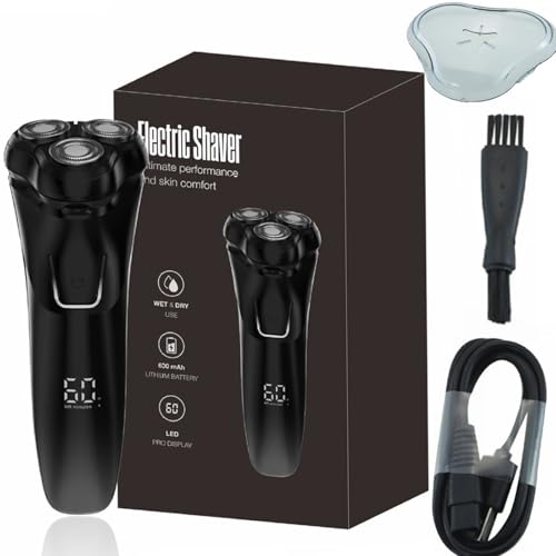 Afeitadora Eléctrica, 2 En 1 Inalámbrica, 4D Rotativa, Con Pantalla Lcd, Cuchilla Flotante, Carga Rápida, Batería De Larga Duración, 100% Impermeable, Afeitadoras En Seco Y HúMedo, Protege La