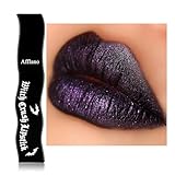 Lucidalabbra Viola Scuro, Rossetto Effetto Metallico con Base Nera Opaca, Tinta Labbra Gotica Brillante, Alta Pigmentazione e Lunga Durata, Vegan Lavanda per Makeup Halloween, Festa, Cosplay 10