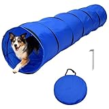 Dog Agility Tunnel with Carry Bag and Ground Spikes, Foldable 10-Foot Tunnel for Dog Training, Dog Agility Equipment for Outdoor, Backyard, Indoor Use, KINETOVOLTA