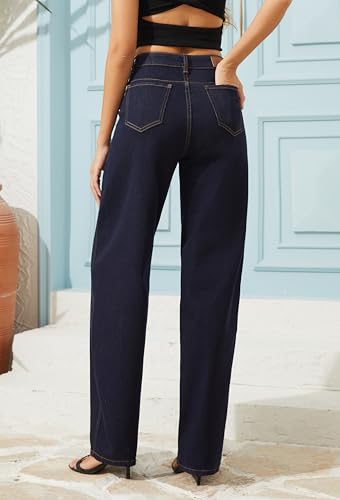 FLYING BANANA Women Trendy High Waisted Wide Leg Baggy Barrel Jeans Relax Fit Stretchy Denim Pants3