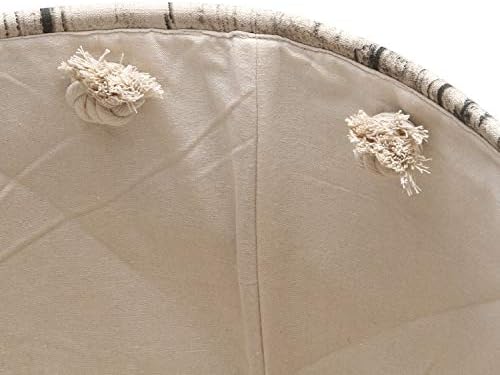 Sea Team 19.7" Large Size Stylish Tree Stump Wood Grain Canvas & Linen Fabric Laundry Hamper Storage Basket with Rope Handles, Birch