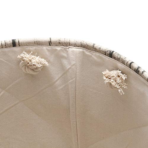 Sea Team 19.7" Large Size Stylish Tree Stump Wood Grain Canvas & Linen Fabric Laundry Hamper Storage Basket With Rope Handles, Birch #TOP3