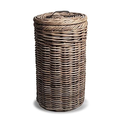Cesto de basura alto de mimbre con forro metálico, 15.5 in diámetro x 25.5 in alto