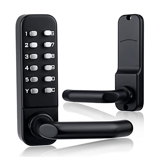 CODACE Mechanical Keyless Entry Door Lock with Keypad Door Knob, Waterproof Keypads Deadbolt Door Lock with Handle, Stainless Steel Digital Outdoor Gate Combination Door Locks Set with Keypads (Black)