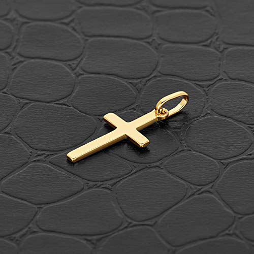 Mystigrey Men And Women Cross Pendant In 18K Gold Plated And In .925 Sterling Silver Plated Rhodium, Small .8 Inch X .4 Inch, Large 1.1 Inch X.6 Inch And X Large 2 X 1.2 Inch (Gold Small Fba) #TOP1