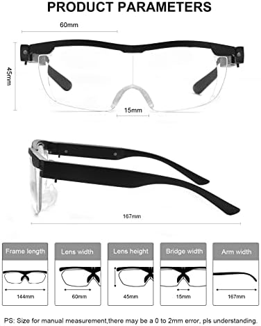 OKH 200% Magnifying Glasses with Light, Rechargeable LED Lighted Magnification Eyeglasses, Bright Sight Hands Free Magnifier Glasses for Close Work, Craft, Jewellers, Reading, Hobby