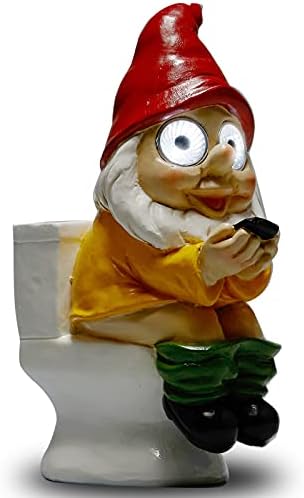 Yiosax Christmas Garden Gnome Statues on The Throne Reading His Phone - Funny Lawn Decoration Solar Powered Outdoor Decor Garden Light(9.06inch…