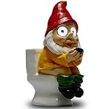 Yiosax Christmas Garden Gnome Statues on The Throne Reading His Phone - Funny Lawn Decoration Solar