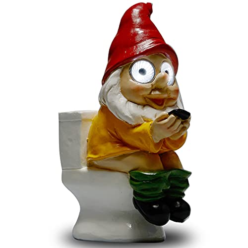 Yiosax Christmas Garden Gnome Statues On The Throne Reading His Phone - Funny Lawn Decoration Solar Powered Outdoor Decor Garden Light(9.06Inch… #TOP4