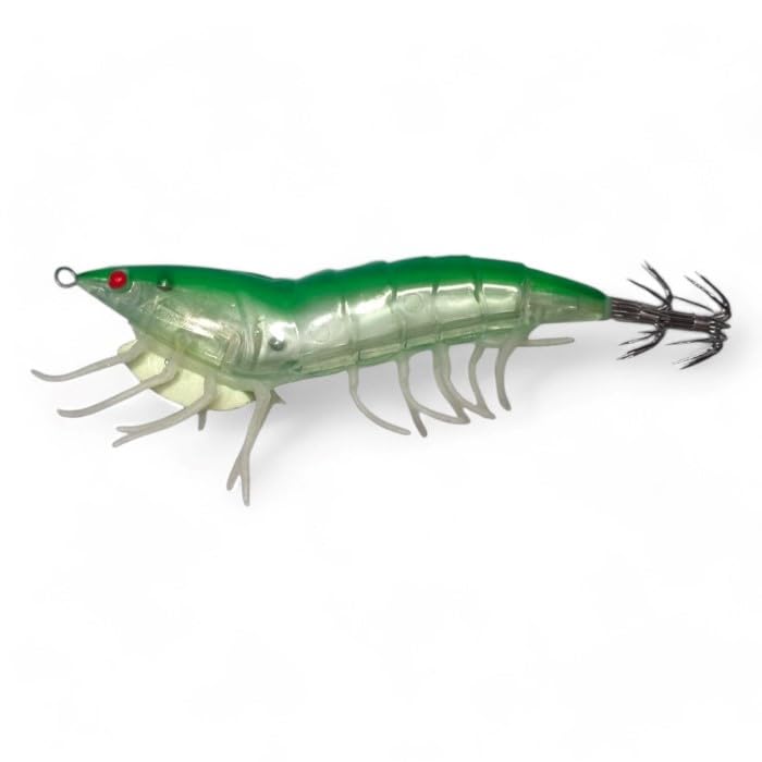 Squid Fishing Lure Prawn Shrimp | With Rattle Luminous Legs | 11.5cm / 22g| FISHIN ADDICT (LIMEREUSE)