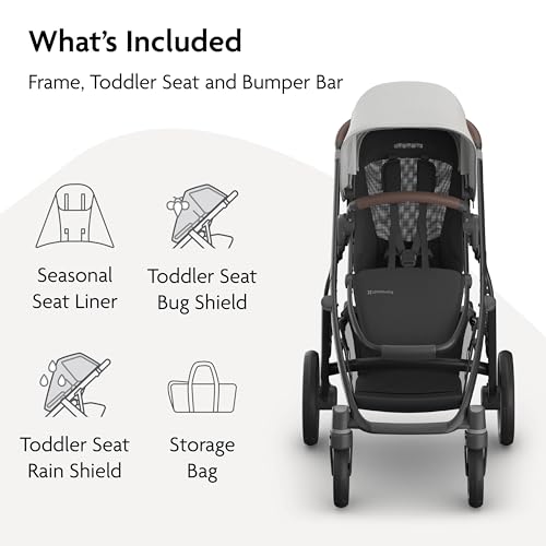 UPPAbaby Vista V3 Convertible Single-to-Double Stroller for Baby & Toddler, 30+ Configurations, Travel System Compatible, All-Wheel Suspension, XL Basket – Savannah (Pearl Grey Jacquard/Carbon Frame) by UPPAbaby - Image 8