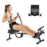 SPORTNOW Máquina de Remo para Casa 12 Niveles Resistencia Hidráulica Negro