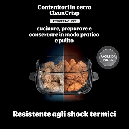 Ninja CRISPi Friggitrice ad aria portatile, 3,8 L e 1,4 L, 4 in 1: frigge, arrostisce, mantiene caldo, dora, design compatto, 2 contenitori in vetro con coperchi, 1700 W, color bianco, FN102EU - Immagine 3