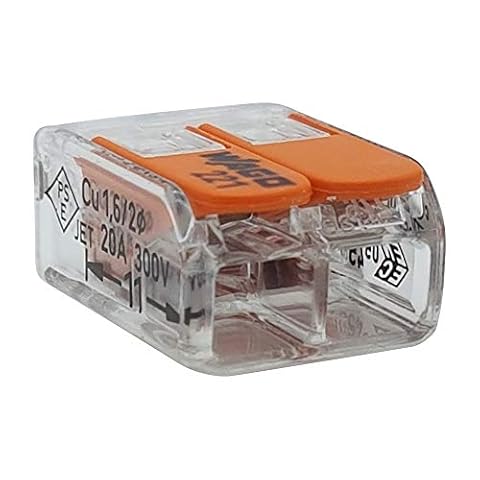 Wago 221-412 Zestaw 50 zacisków przyłączeniowych 2-żyłowych z dźwignią sterującą 0,2-4 mm², mały, przezroczysty