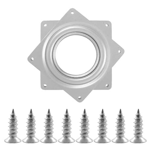GisWell 9 Stück Drehlager Drehplatte, Drehbeschlag,4 Zoll-0,8MM Verzinkter Quadratischer Drehteller TV mit 8 Schrauben, Drehlager Drehplatte mit Arretierung, für TV, Sofa, Stuhl
