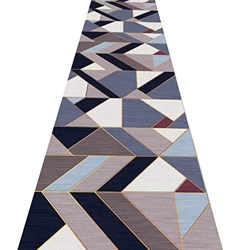 Tapis couloir géométrique moderne A de 1.4x3m résistant