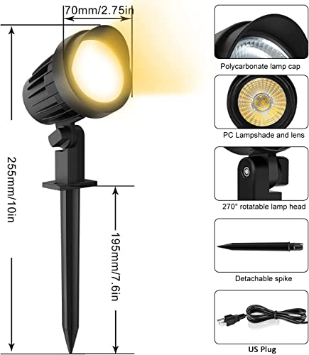 Meikee 9W Led Landscape Lights Ip66 Waterproof Outdoor 110V Landscape Spotlight Pathway Lights For Yard, Lawn,Garden With Us 3-Plug 3000K Warm White Lights (2 Pack) #TOP1