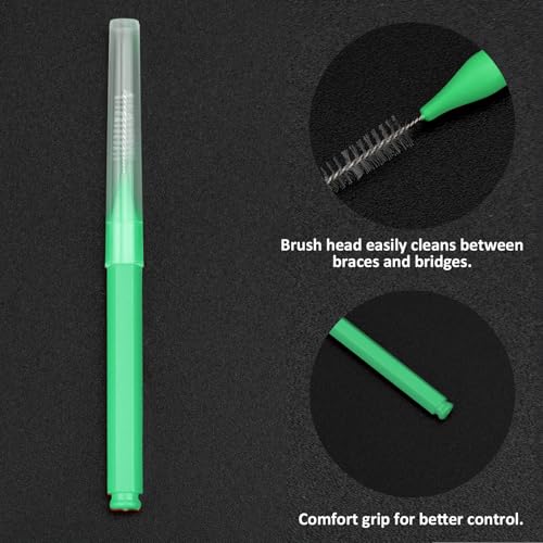 Image of Patelai 100 Pieces Braces Dental Brush for Cleaner Interdental Toothpick Dental Tooth Flossing Head Oral Hygiene Flosser Toothpick Cleaners Tooth Tool(Blue, Grey, Green,Various Sizes)